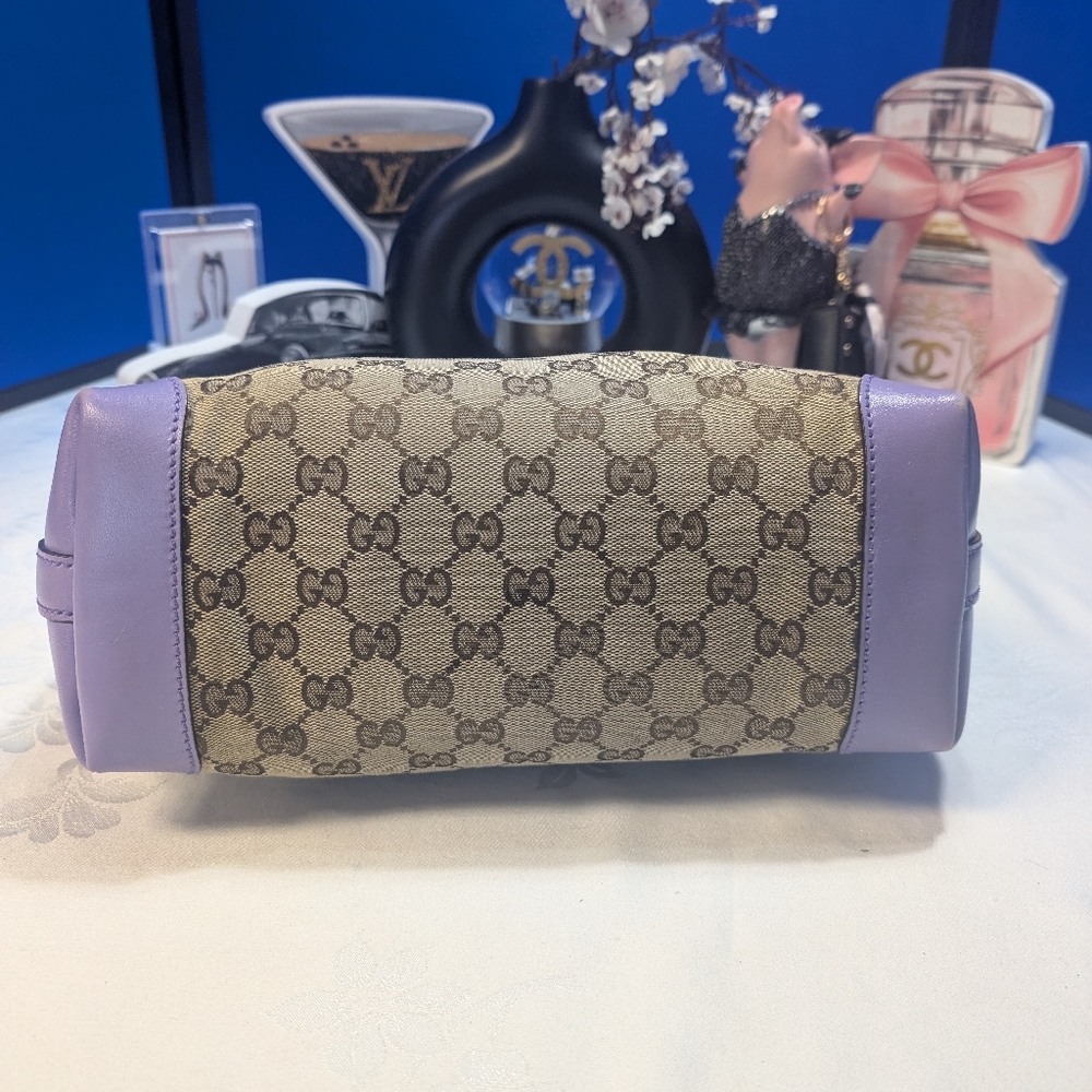Gucci Monogram Craft Sm. Tote With Detachable Pouch - Beige With Lavender Trim🔥 - Picture 6 of 16